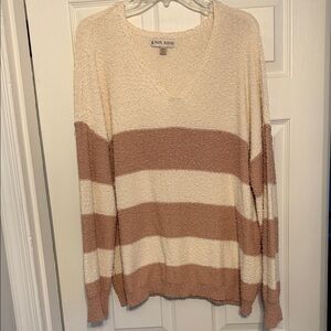 Knox Rose Women's Striped Sweater - Cream and Mauve